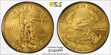 2016 $5 Gold Eagle 30th Anniversary MS69