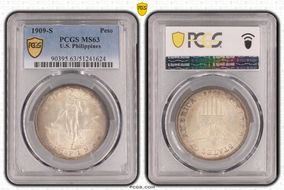 1909-S Peso KM-172  Ag MS63