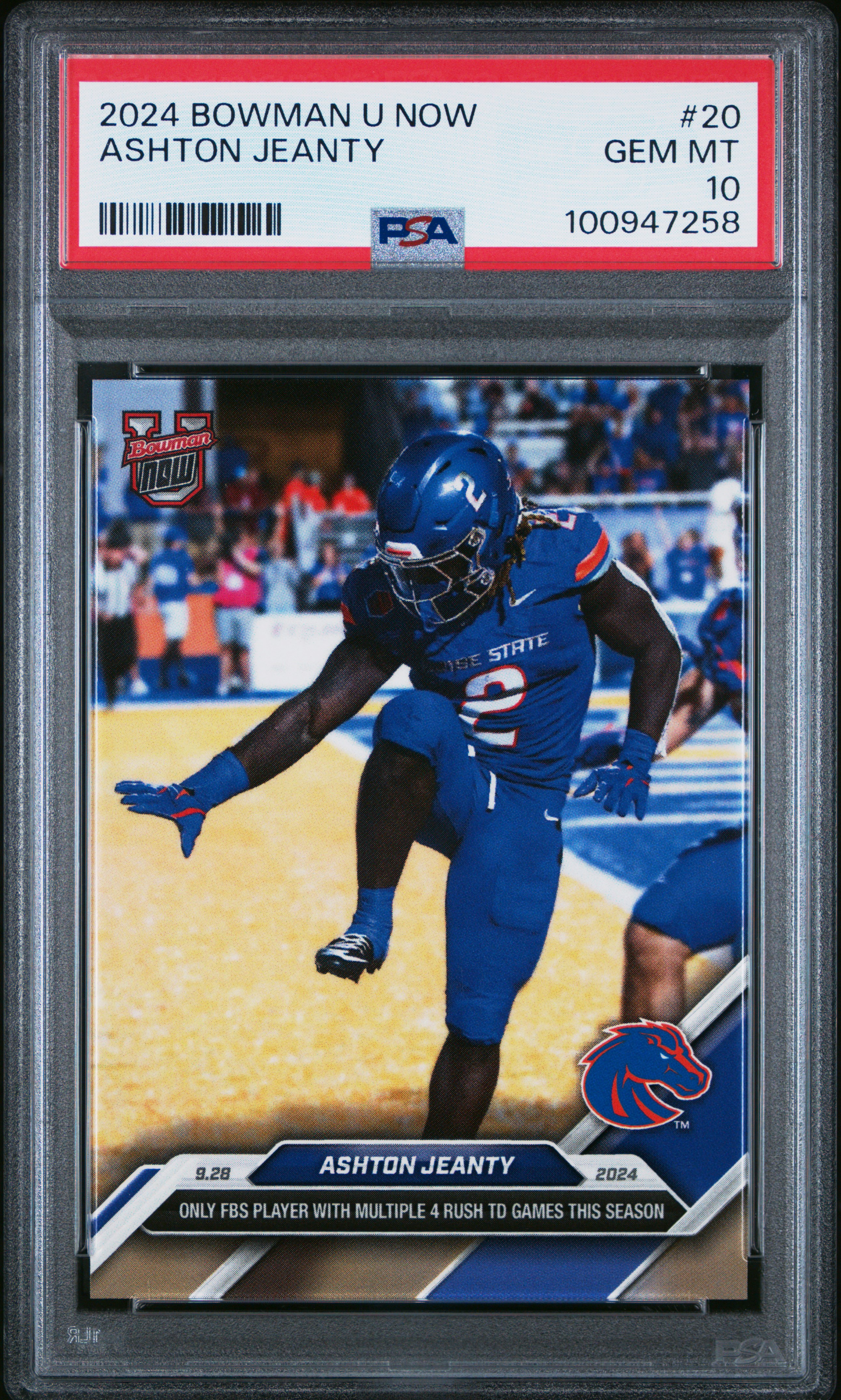 2024 Bowman U Now Ashton Jeanty #20 Gem Mt 10 front