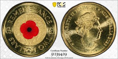 2023 $2 35th Ann $2 Coin Set Colorized Remembrance Red Poppy MS68