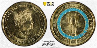 2024 $2 National Rugby League Women's Colorized - Blue MS67