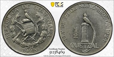 1925 (P) 1/2 Q KM-241.1 "Nobles" AU55