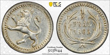 1865 1/4 R AU58