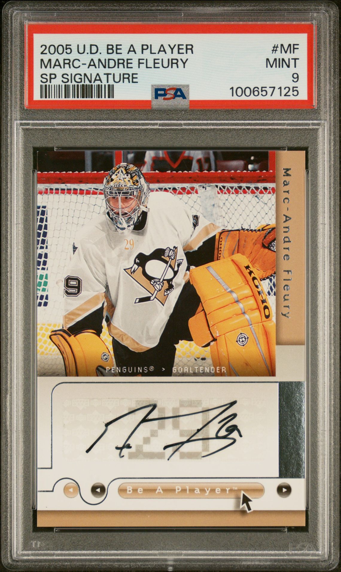 2005 Upper Deck Be A Player Sp Signatures Marc-Andre Fleury #Mf (Sp Signature) Mint 9 front
