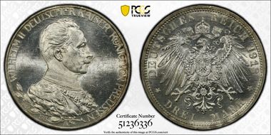 1913-A 3 Mk 25th Year J-112 MS64