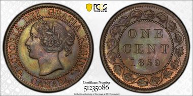 1859 1C Narrow 9 MS63BN