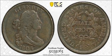 1804 1/2C Plain 4, No Stems N1BN