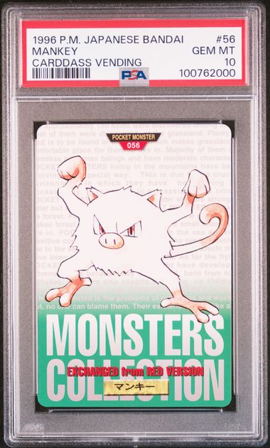Mankey card PSA 10, cert 100762000