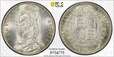 1887 1/2 Cr S-3924 Jubilee Head MS64