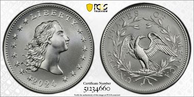 2024 Medal Flowing Hair Ag 230th Anniversary First Strike MS70