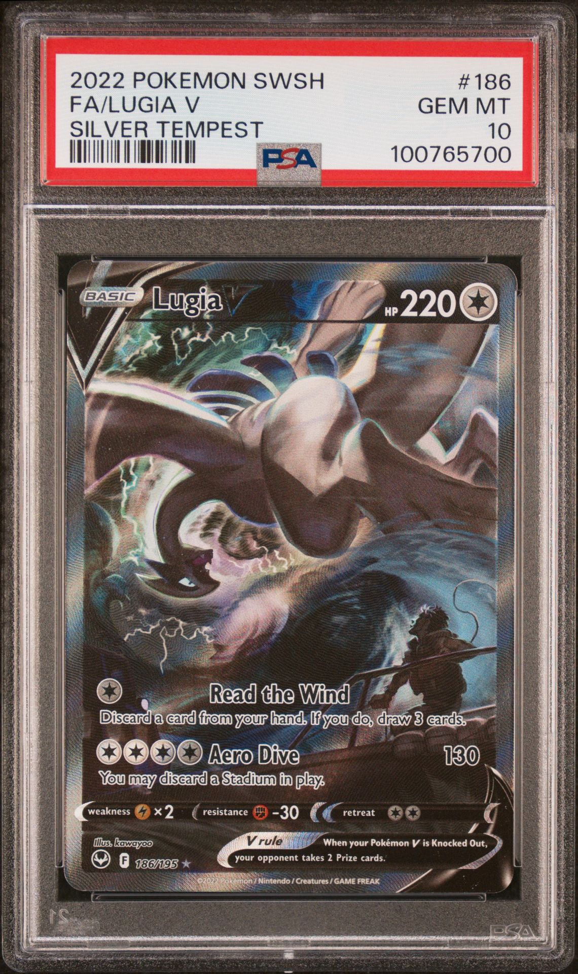 2022 Pokemon Sword & Shield Silver Tempest Fa/Lugia V #186 (Silver Tempest) Gem Mt 10 front