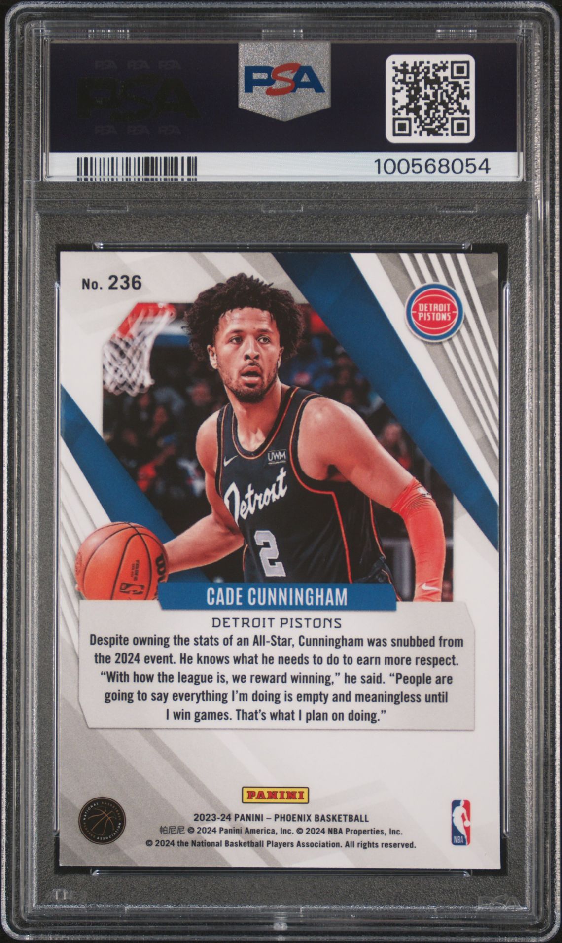 2023 Panini Phoenix Cade Cunningham #236 (Hieroglyphs) Mint 9 back