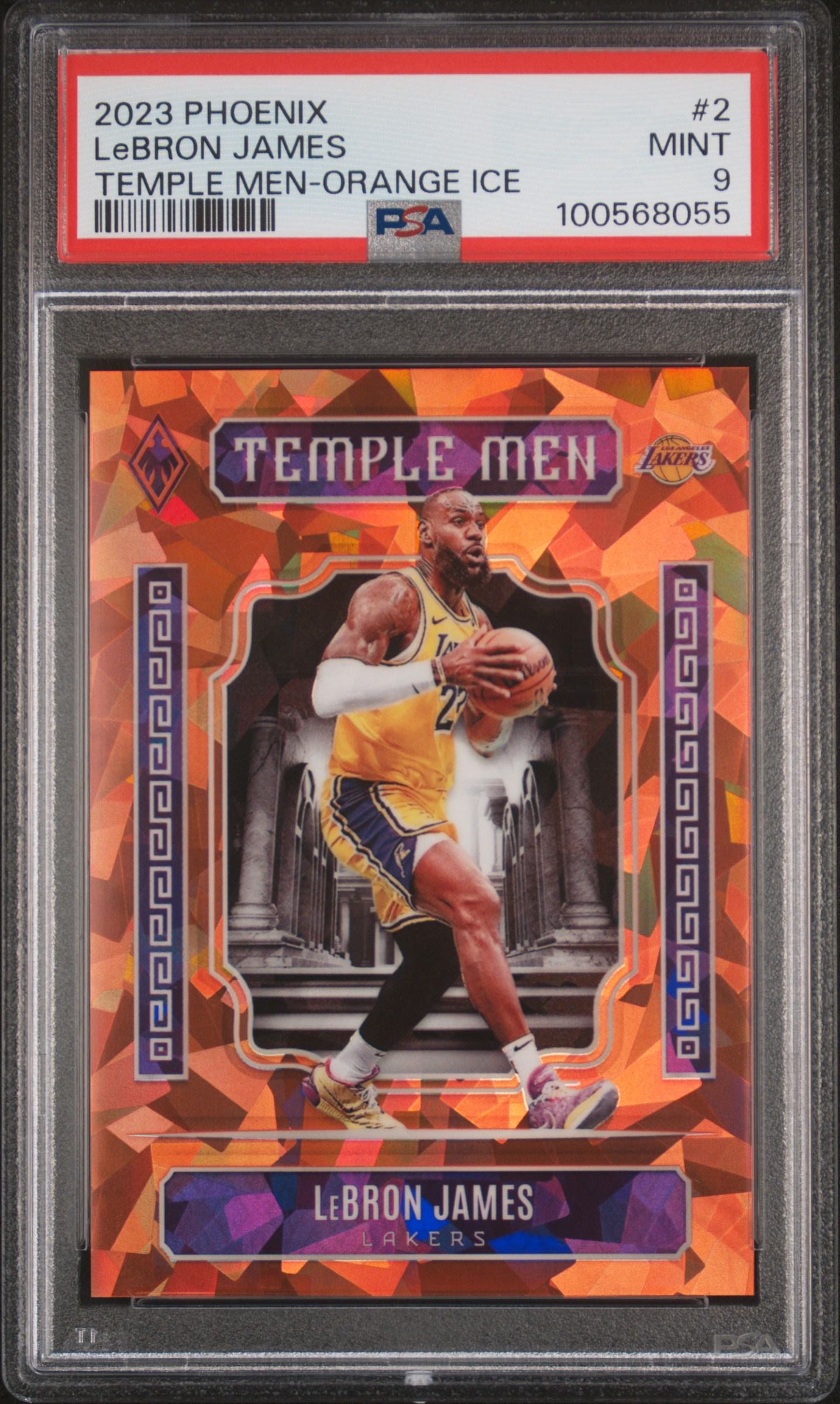 2023 Panini Phoenix Temple Men Lebron James #2 (Temple Men-Orange Ice) Mint 9 front