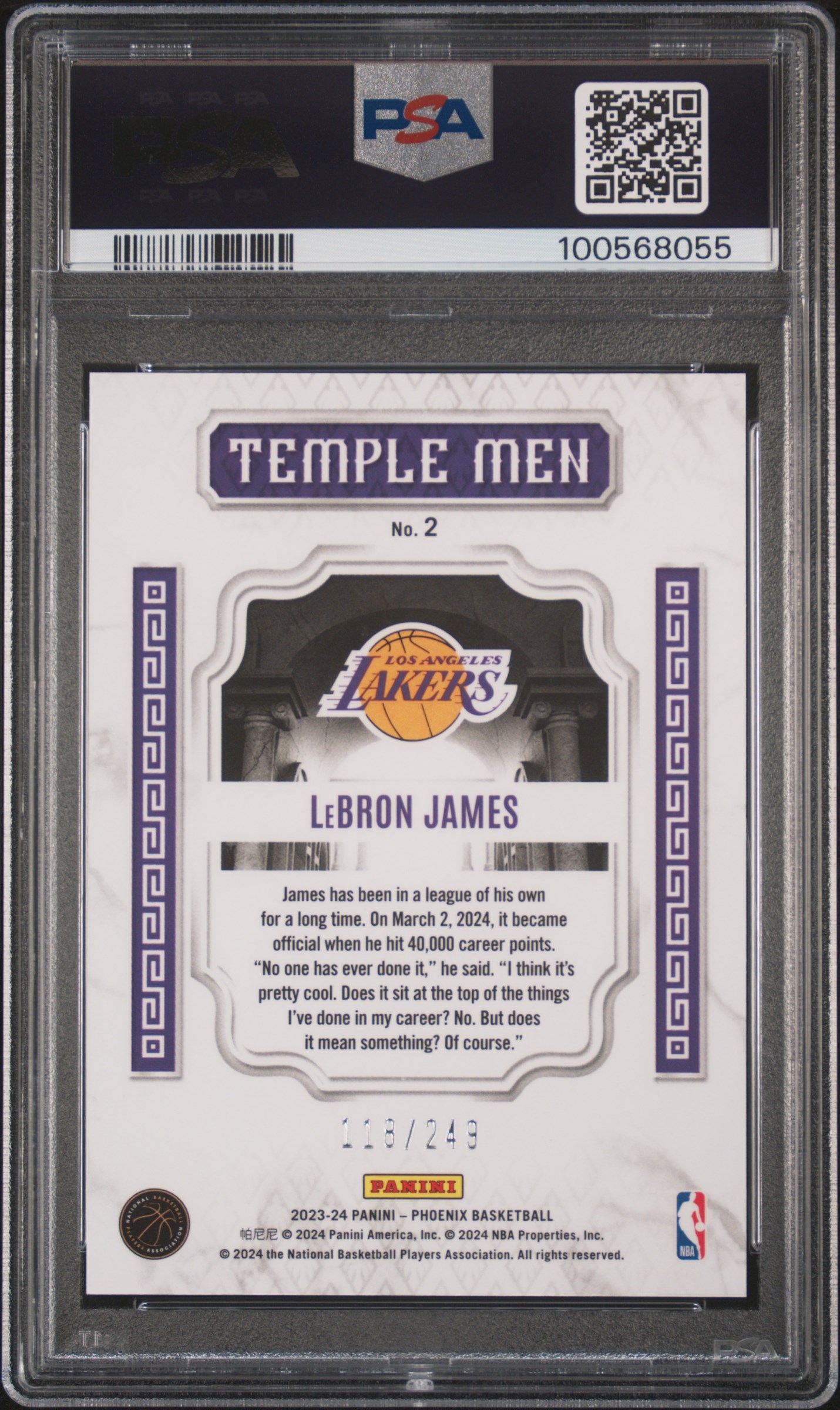2023 Panini Phoenix Temple Men Lebron James #2 (Temple Men-Orange Ice) Mint 9 back