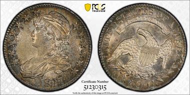 1827 50C Square Base 2 AU58+