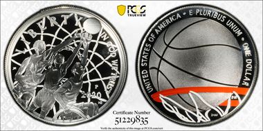 2020-P $1 Basketball Hall of Fame 1st Official Colorized U.S. Coins PR69DCAM
