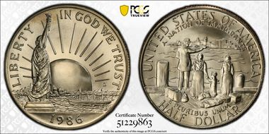 1986-D 50C Statue Of Liberty MS69