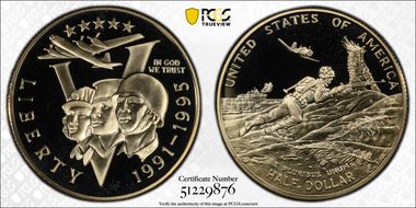 1991-95-P 50C World War II PR69DCAM