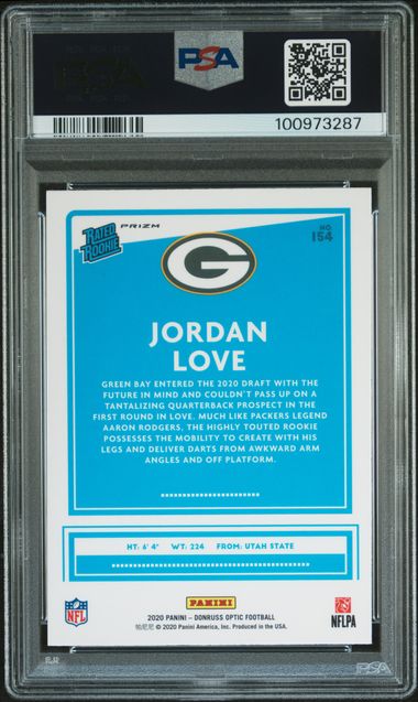 2020 Panini Donruss Optic Jordan Love #154 (Holo) Mint 9 back