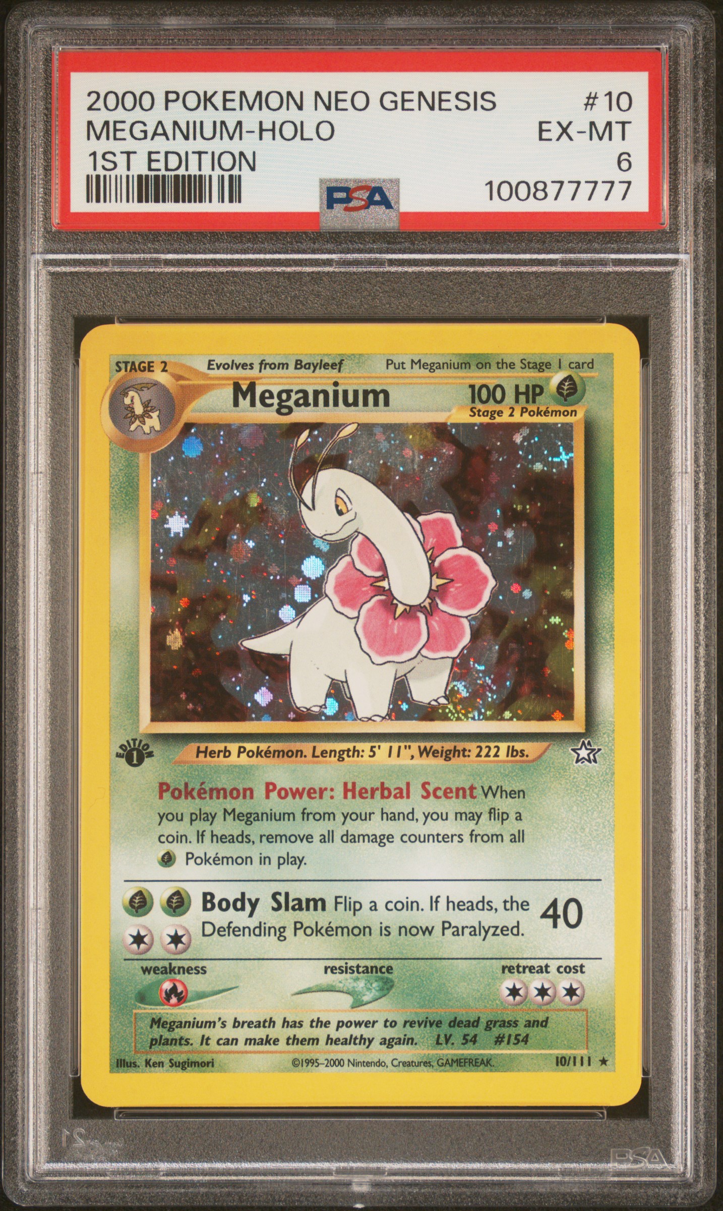 2000 #10 Meganium-Holo PSA 6 Neo Genesis 1st Edition