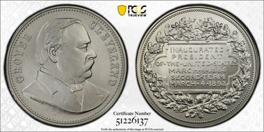 (2024-S) Medal Grover Cleveland "1893" Silver Matte Finish MS70