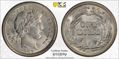1907-O 10C MS66