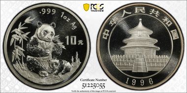 1996(沈) 10 Yn Panda Ag Large Date PAN-270B MS69
