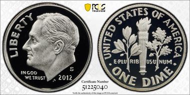 2012-S 10C Silver PR70DCAM