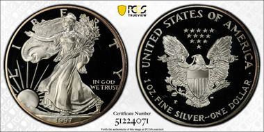 1997-P $1 Silver Eagle PR68DCAM