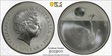 2011 $1 Kangaroo Ag-Sunset F15 Privy MS64