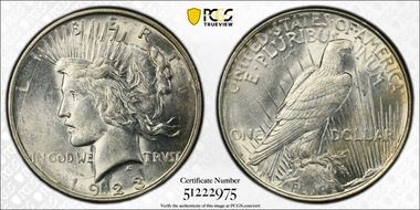 1923-D $1 VAM 1E Extra Hair AU58