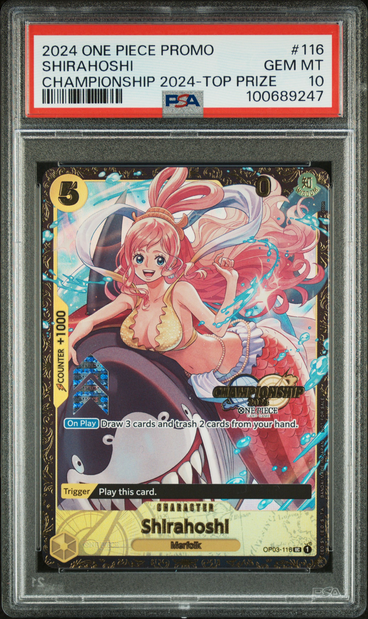 2024 One Piece Promos Shirahoshi #116 (Championship 2024-Top Prize) Gem Mt 10 front