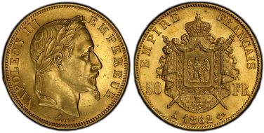 1862-A 50 Fr Gad-1112, 6/5 AU58