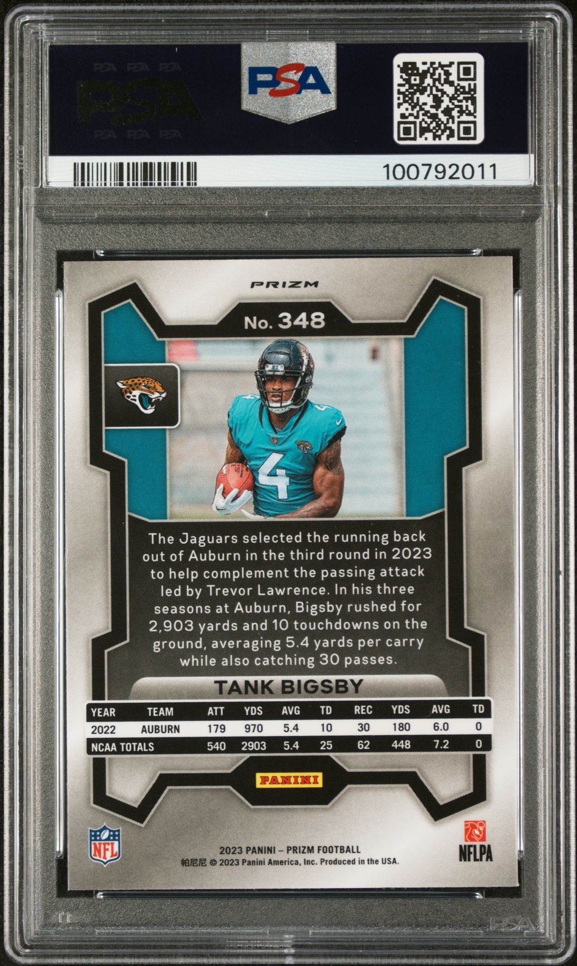 2023 Panini Prizm Tank Bigsby #348 (Disco Prizm) Gem Mt 10 back