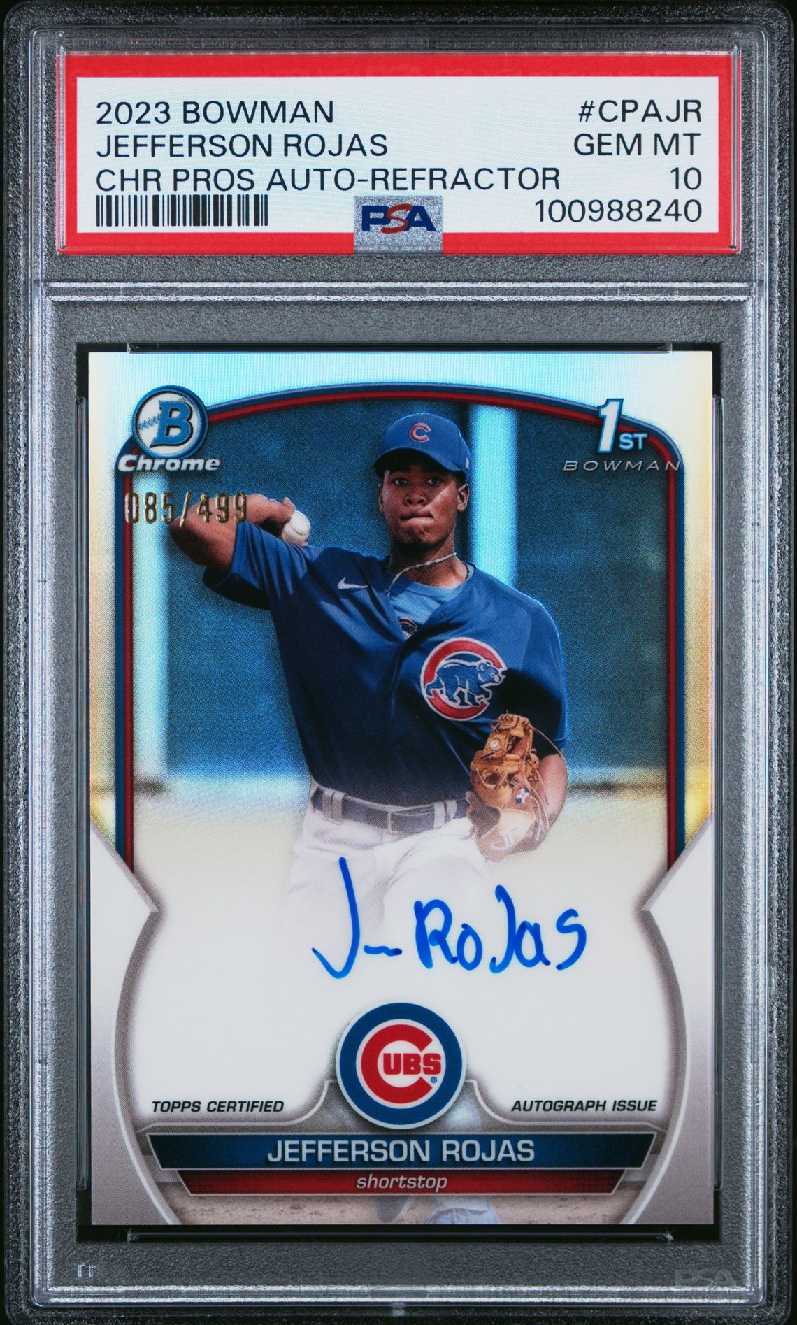 2023 Bowman BOWMAN CHROME PROSPECT AUTOGRAPHS CHR PROS AUTO-REFRACTOR #CPAJR Jefferson Rojas front