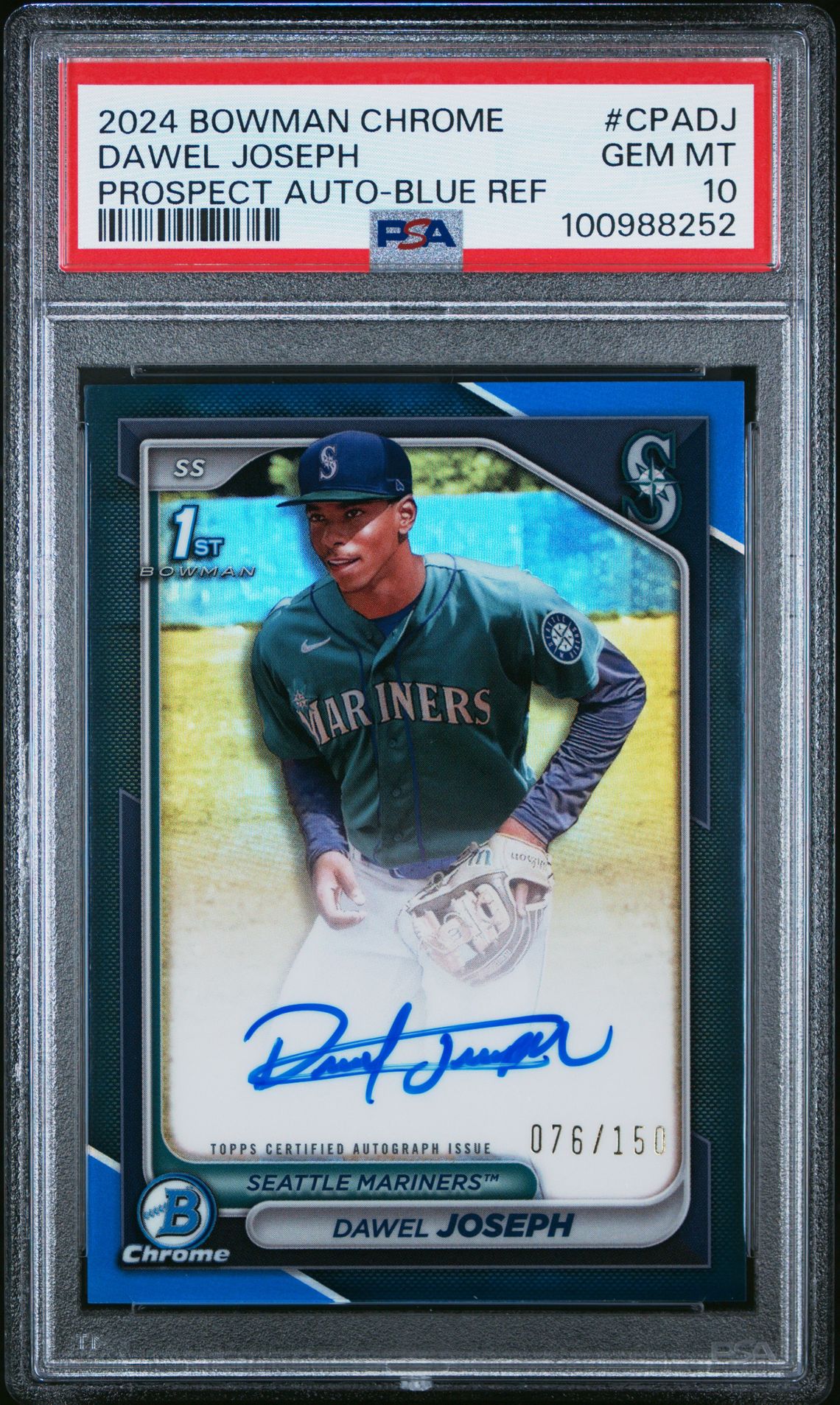 2024 Bowman Chrome BOWMAN CHROME PROSPECT AUTOGRAPHS BLUE REF #CPADJ Dawel Joseph front