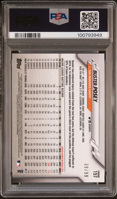 2020 Topps Chrome Buster Posey #157 (Green Wave Refractor) Mint 9 back