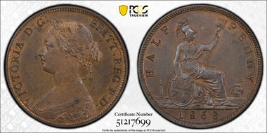 1868 1/2D S-3956 PR64BN