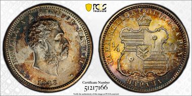 1883 25C Hawaii MS63