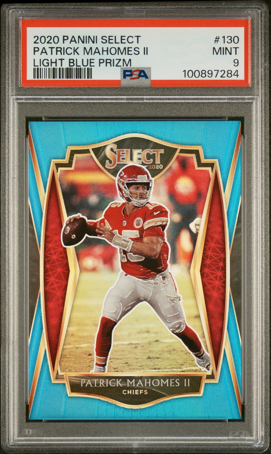 2020 Panini Select Patrick Mahomes Ii #130 (Light Blue Prizm) Mint 9 front