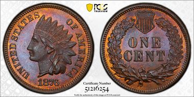 1876 1C MS66BN