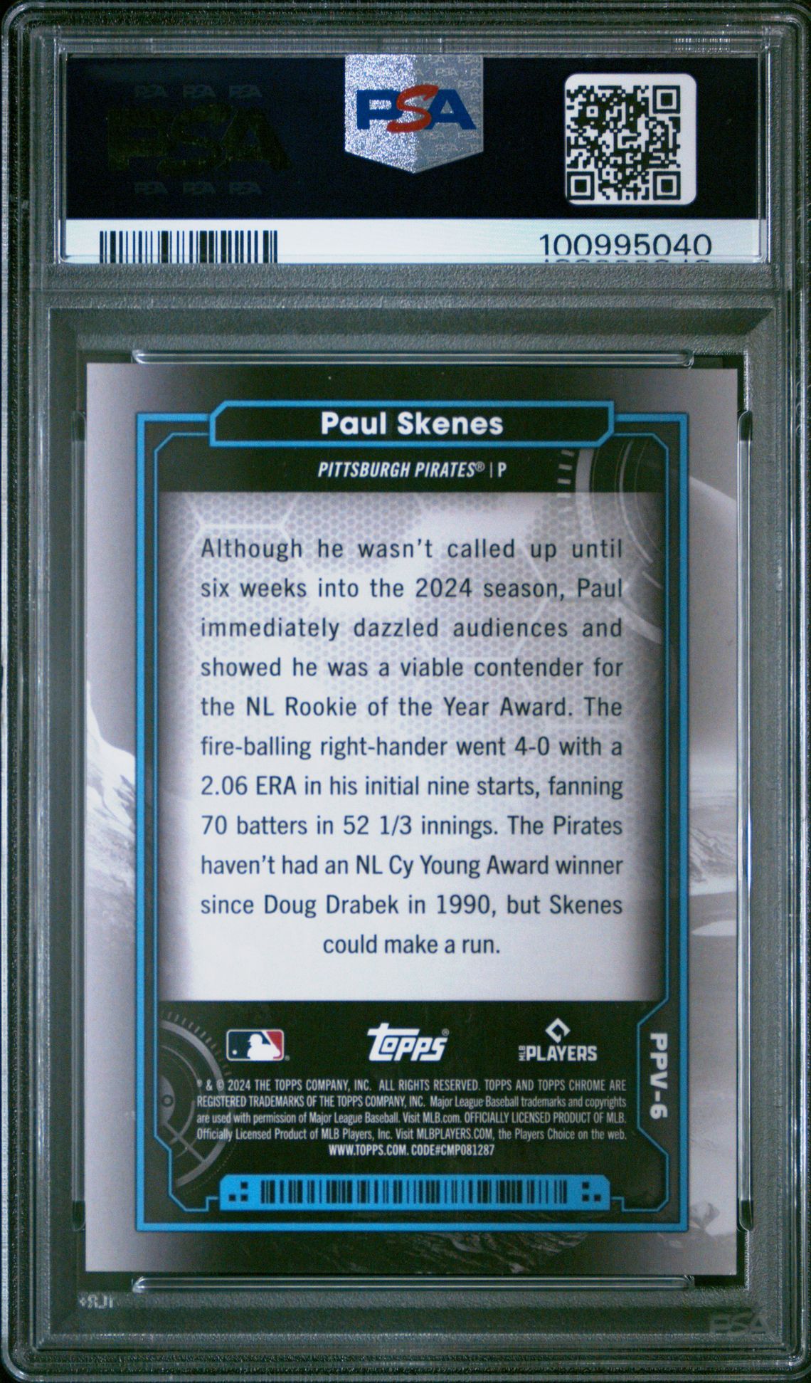 2024 Topps Chrome Cosmic Planetary Pursuit Paul Skenes #6 (Planetary Pursuit-Venus) Mint 9 back