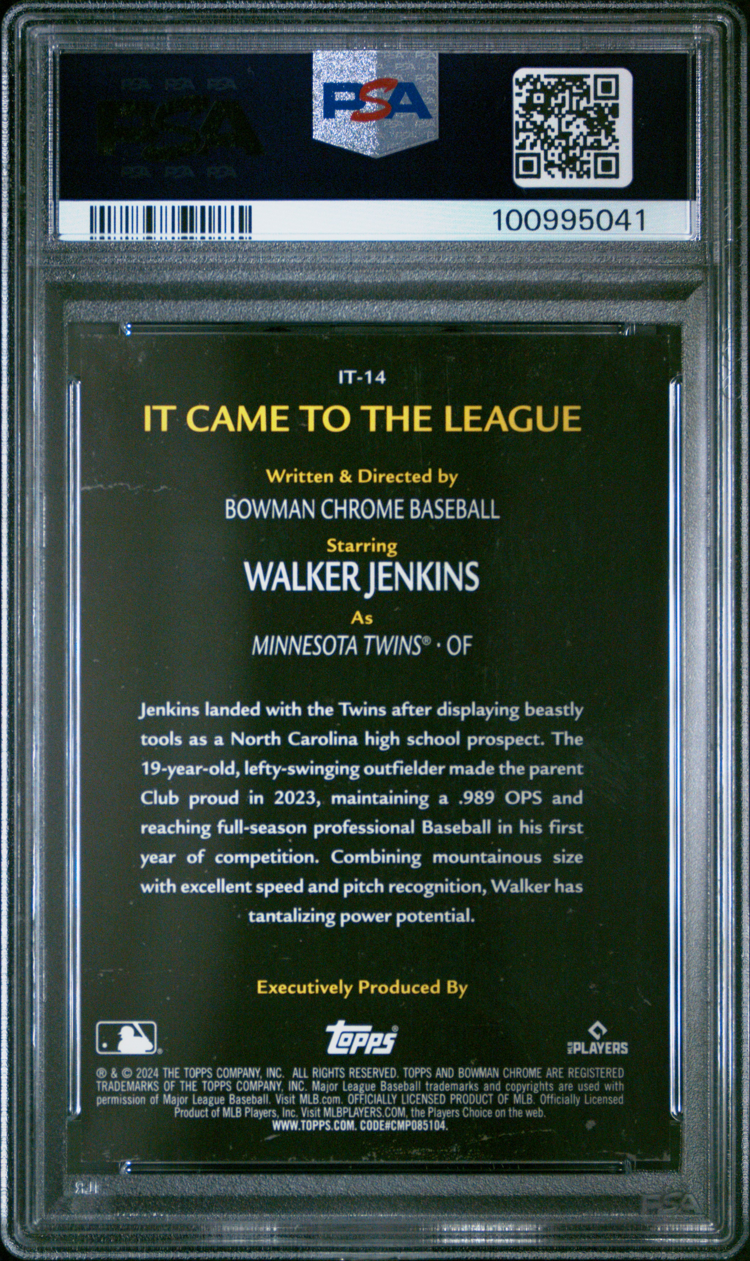 2024 Bowman Chrome It Came To The League Walker Jenkins #It14 (Icttl-Mini Diamond Ref) Mint 9 back