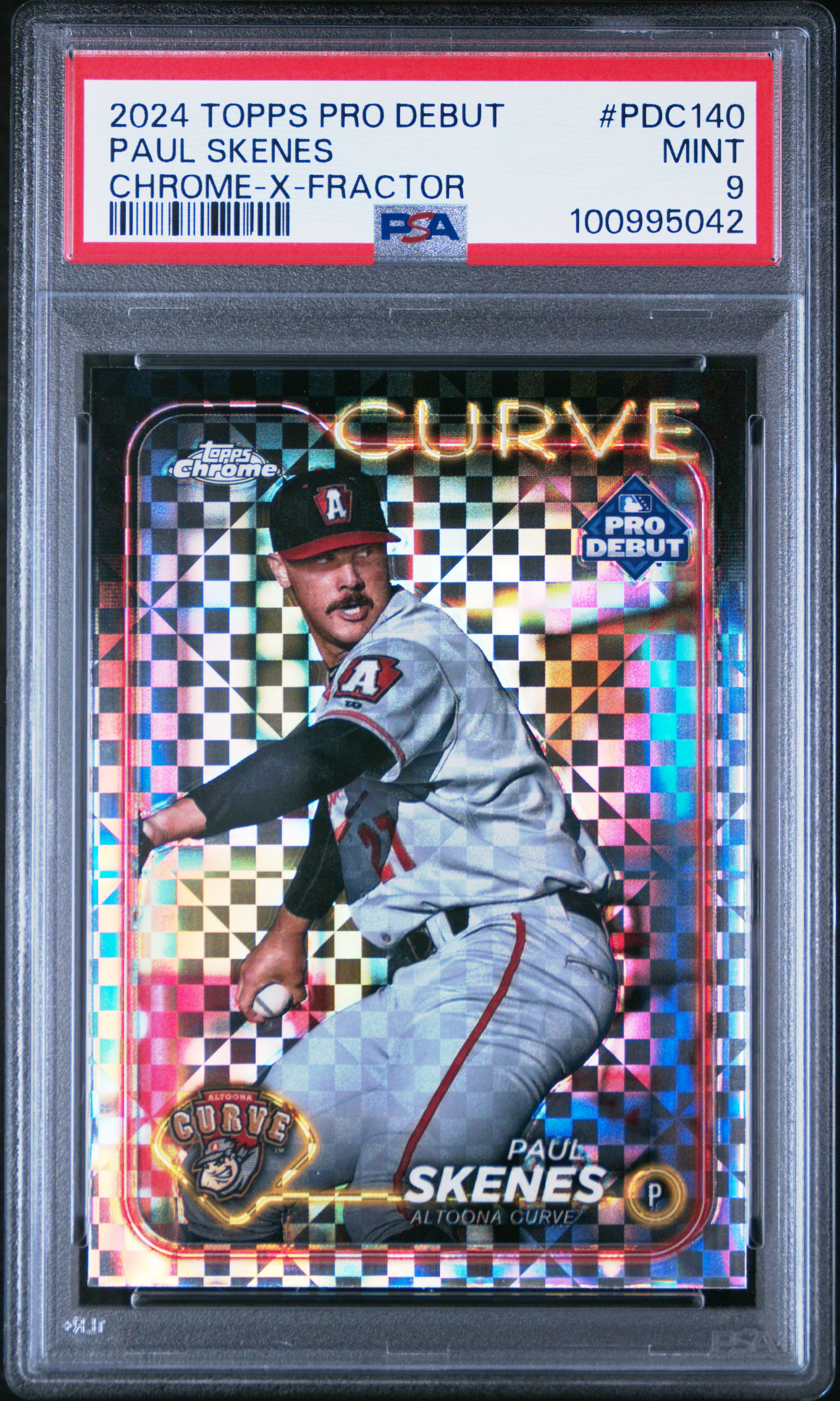 2024 Topps Pro Debut Paul Skenes #Pdc140 (Chrome-X-Fractor) Mint 9 front