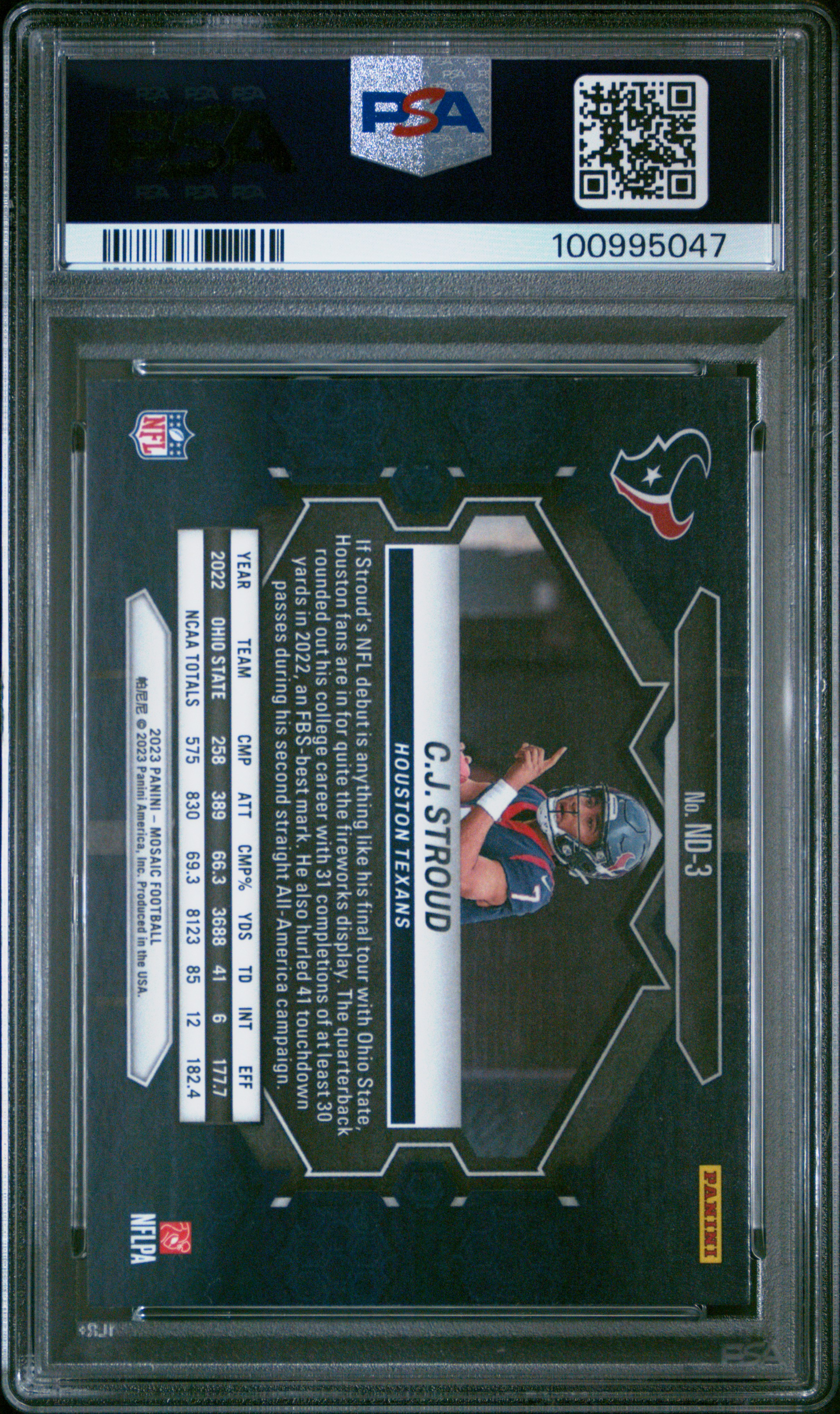 2023 Panini Mosaic Nfl Debut Cj Stroud #Nd3 Mint 9 back