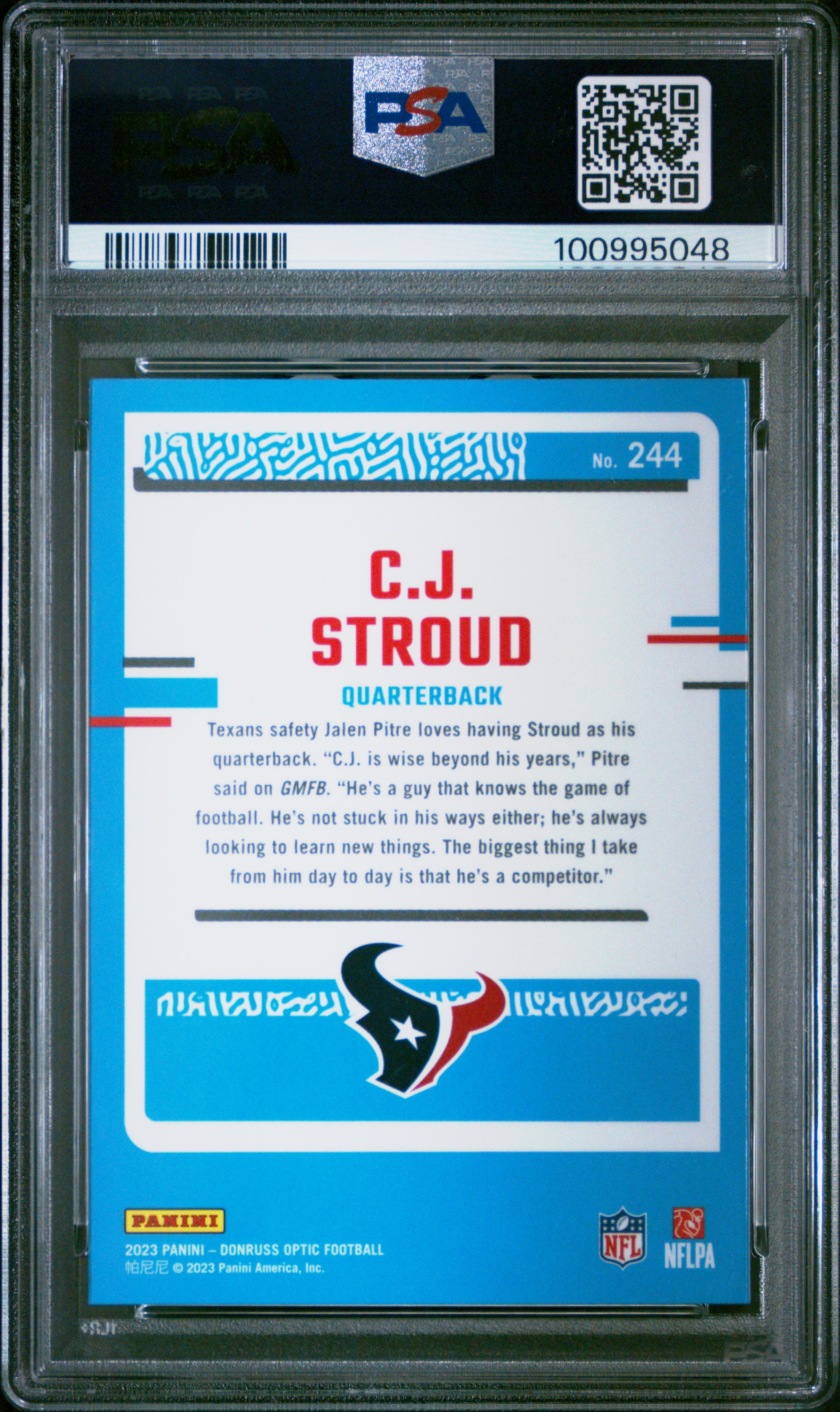 2023 Panini Donruss Optic Cj Stroud #244 Mint 9 back