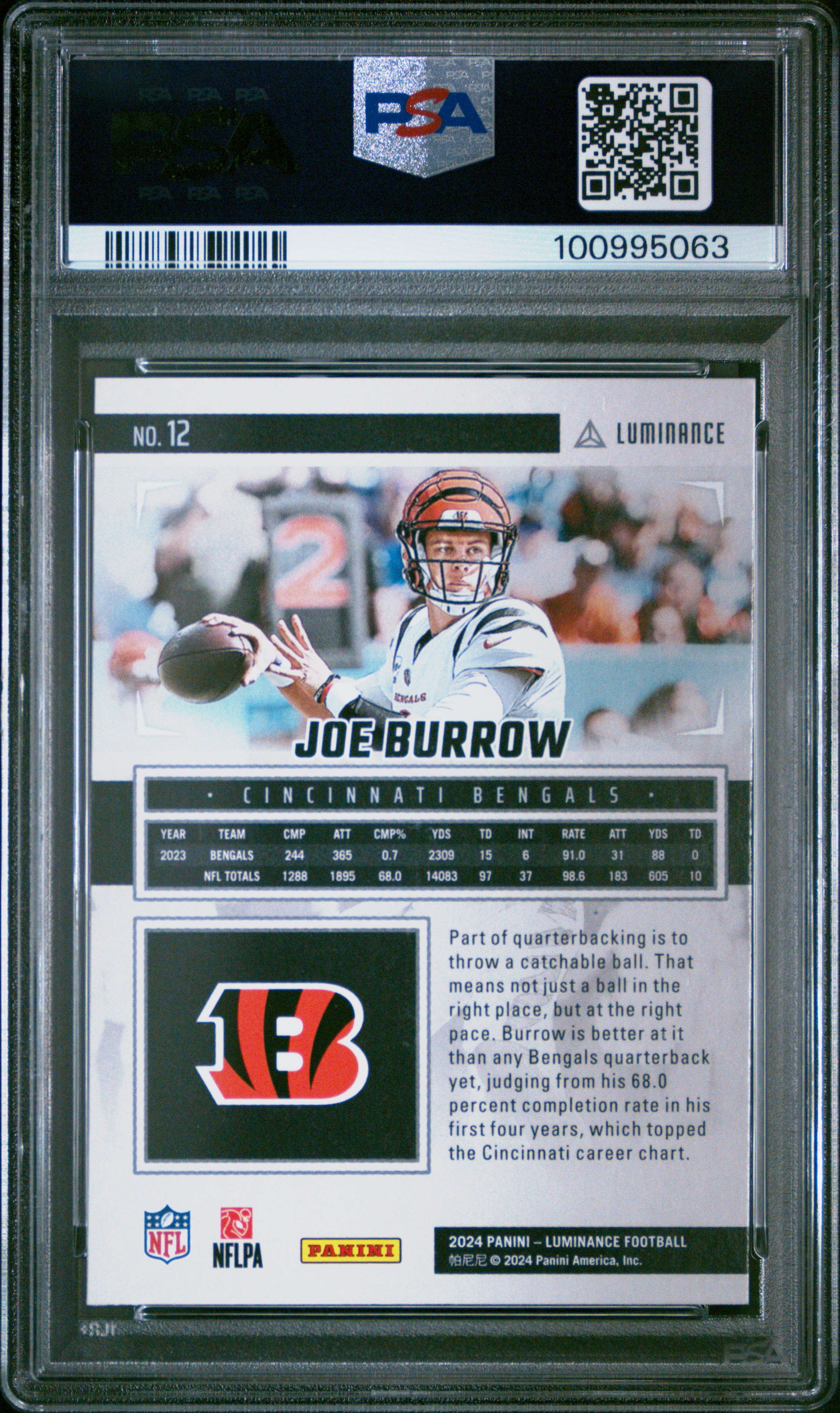 2024 Panini Luminance Joe Burrow #12 Mint 9 back