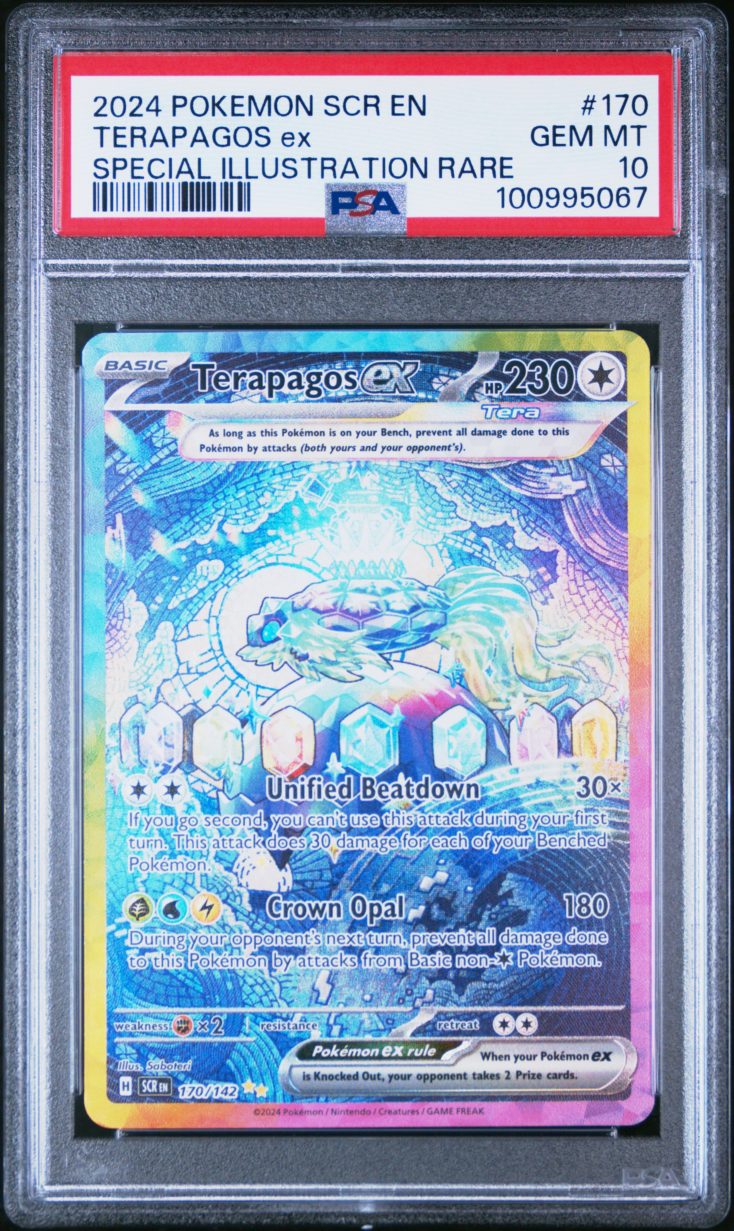 2024 Pokemon Scr En-Stellar Crown Terapagos Ex #170 (Special Illustration Rare) Gem Mt 10 front