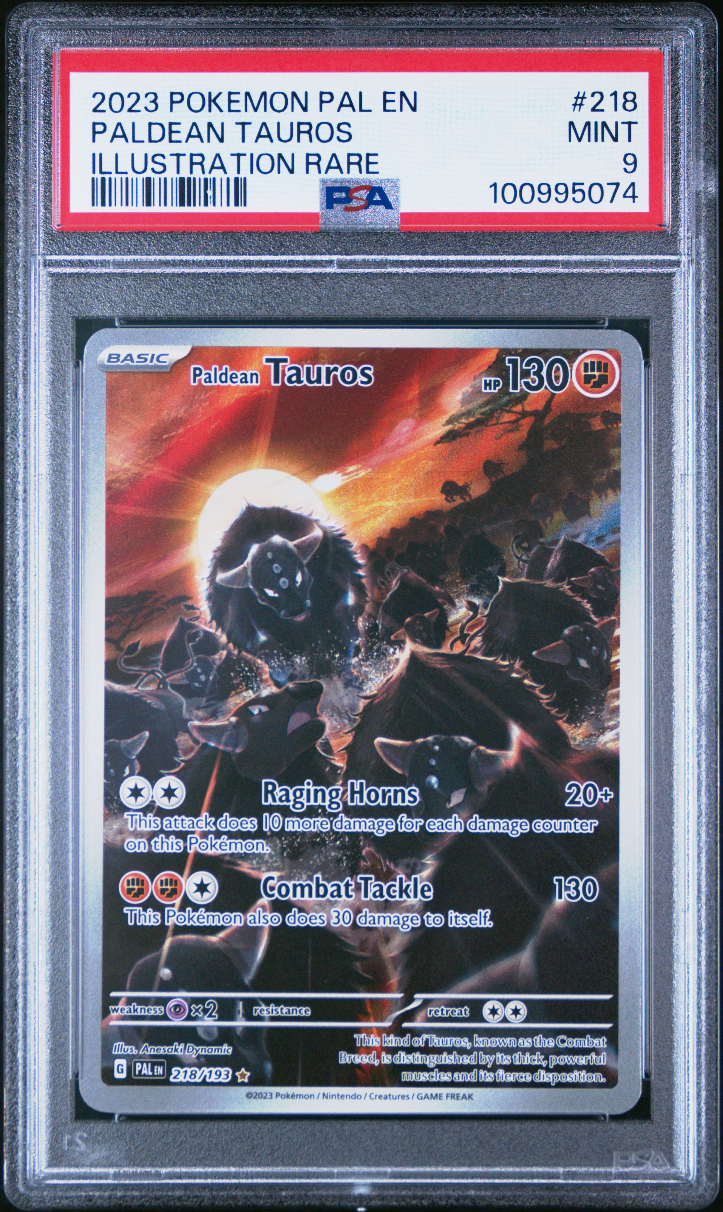 2023 Pokemon Pal En-Paldea Evolved Paldean Tauros #218 (Illustration Rare) Mint 9 front