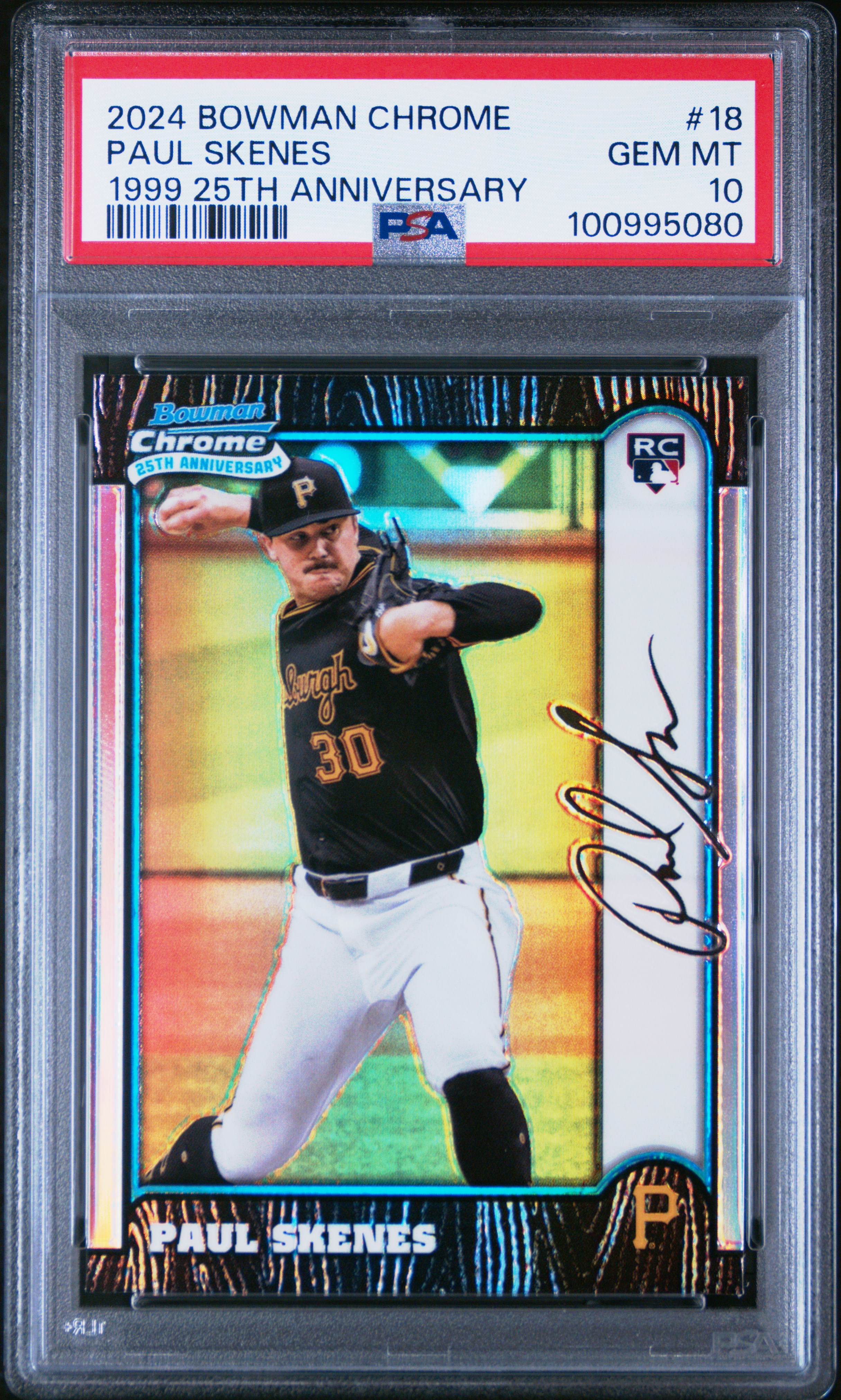 2024 Bowman Chrome 1999 Bowman Chrome 25Th Anniversary Paul Skenes #18 Gem Mt 10 front